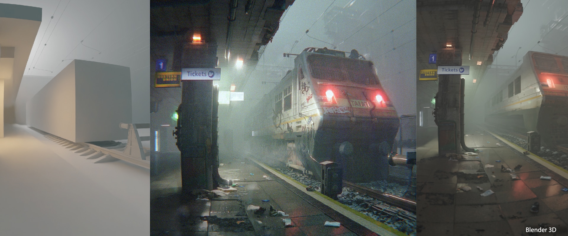 Featured image for “BLENDER Train Station – Night Scene”